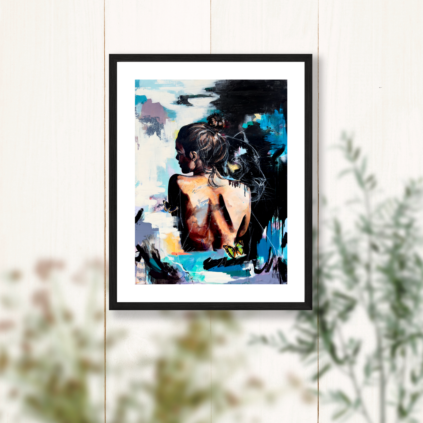 "Poised Velocity" - Portrait with Leopard Art Print - 11x14 inches
