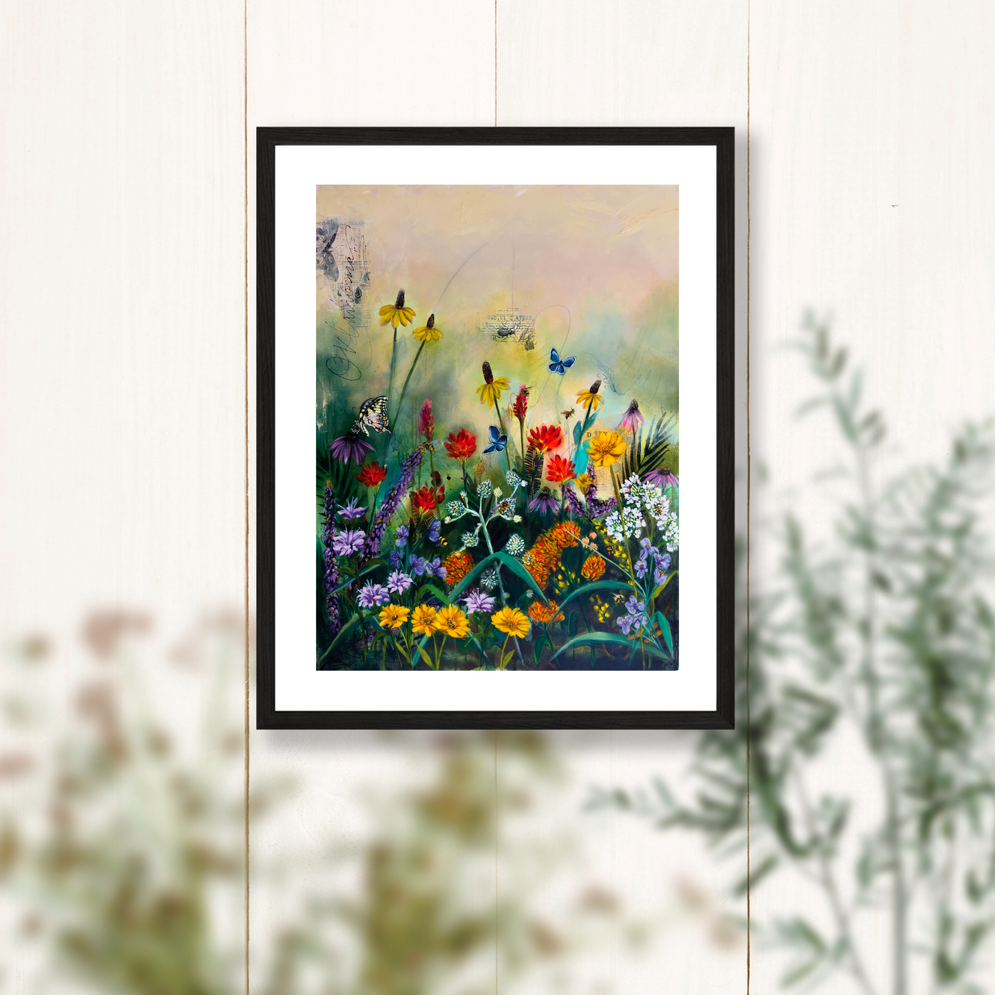 "Wild Beauty" - Oklahoma Flowers and Pollinators Painting Art Print - 11x14 inches