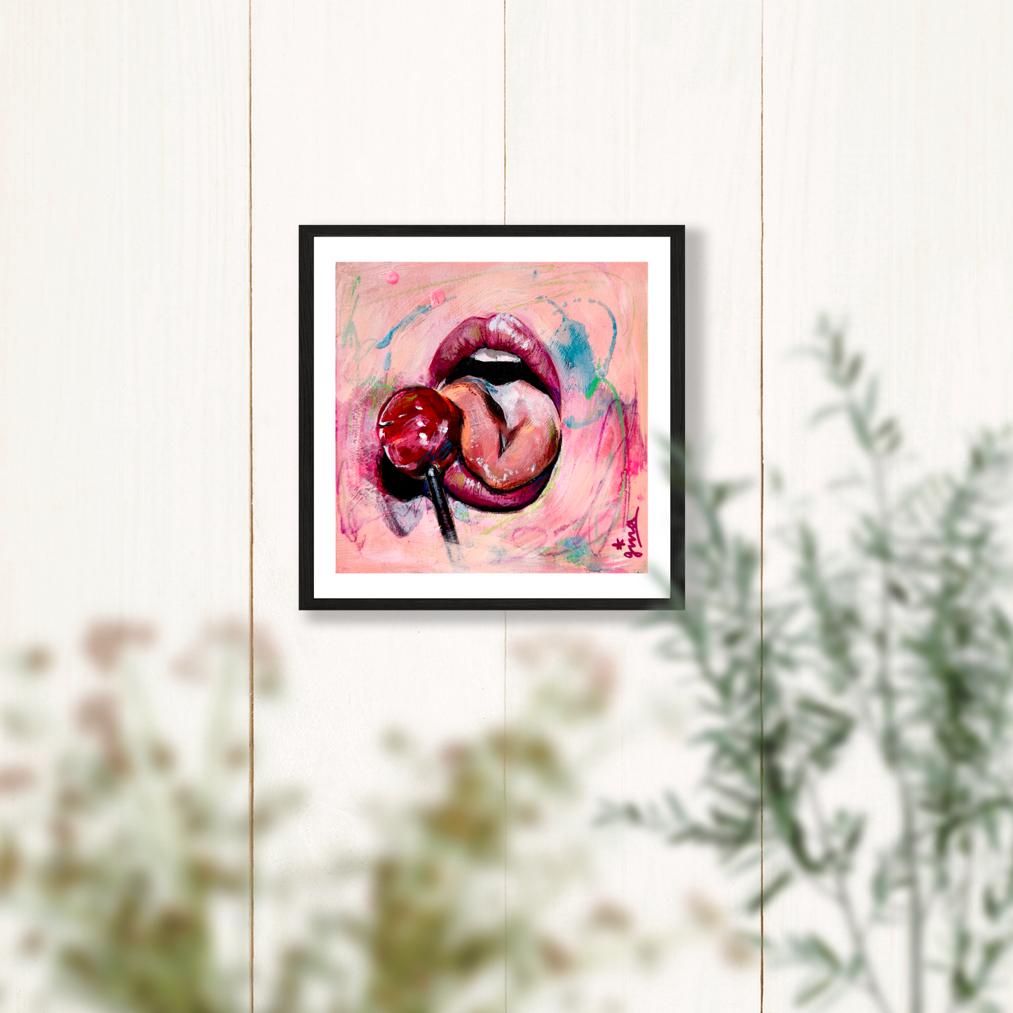 Lollipop Lips Art Print - 8x8 Inches