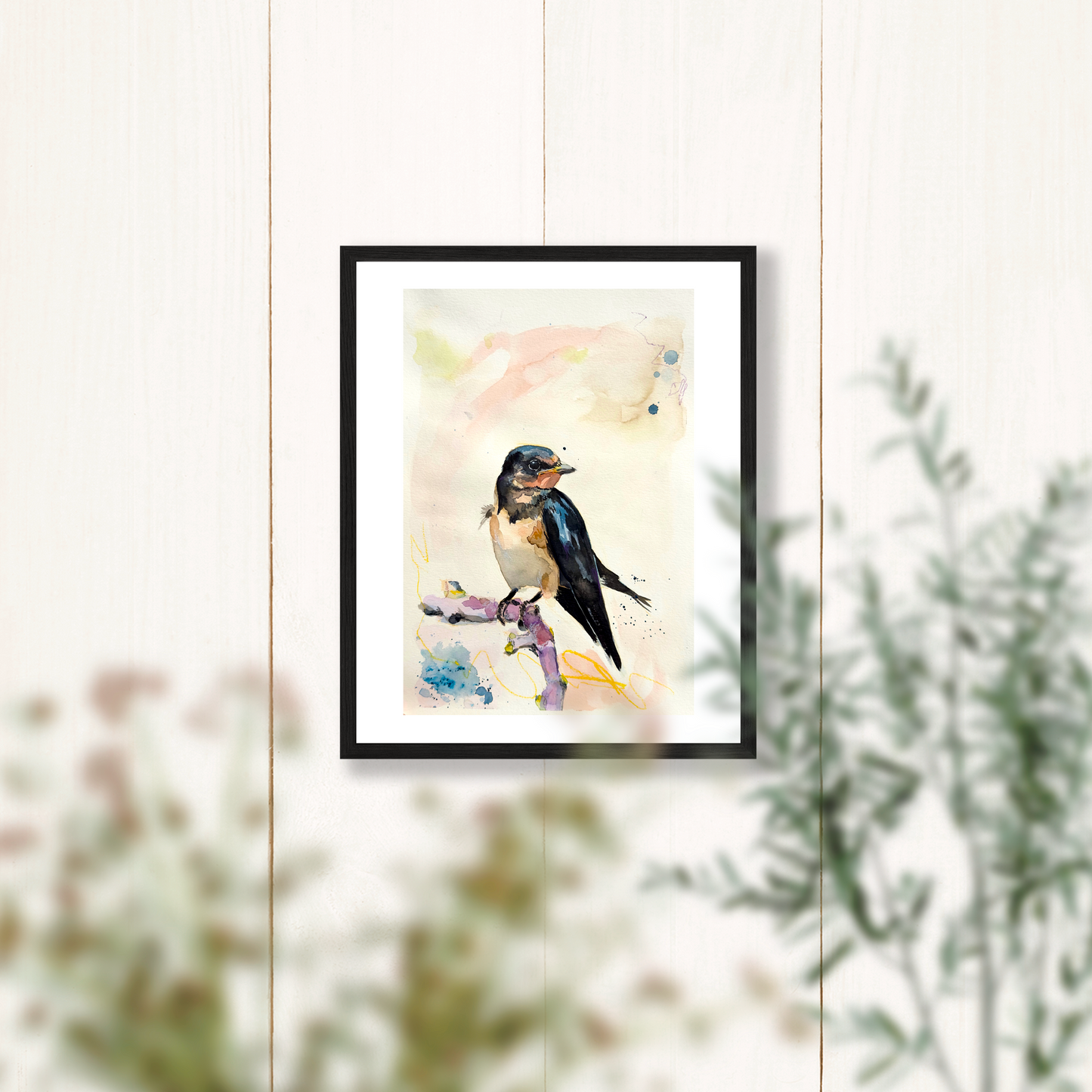 Watercolor Swallow Bird Art Print - 8x10 Inches