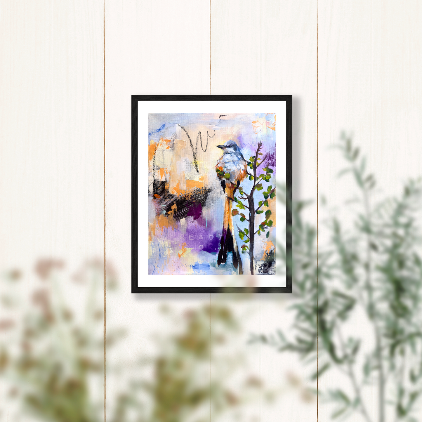"On The Edge" - Scissor-tailed Flycatcher Bird Fine Art Print - 8x10 Inches