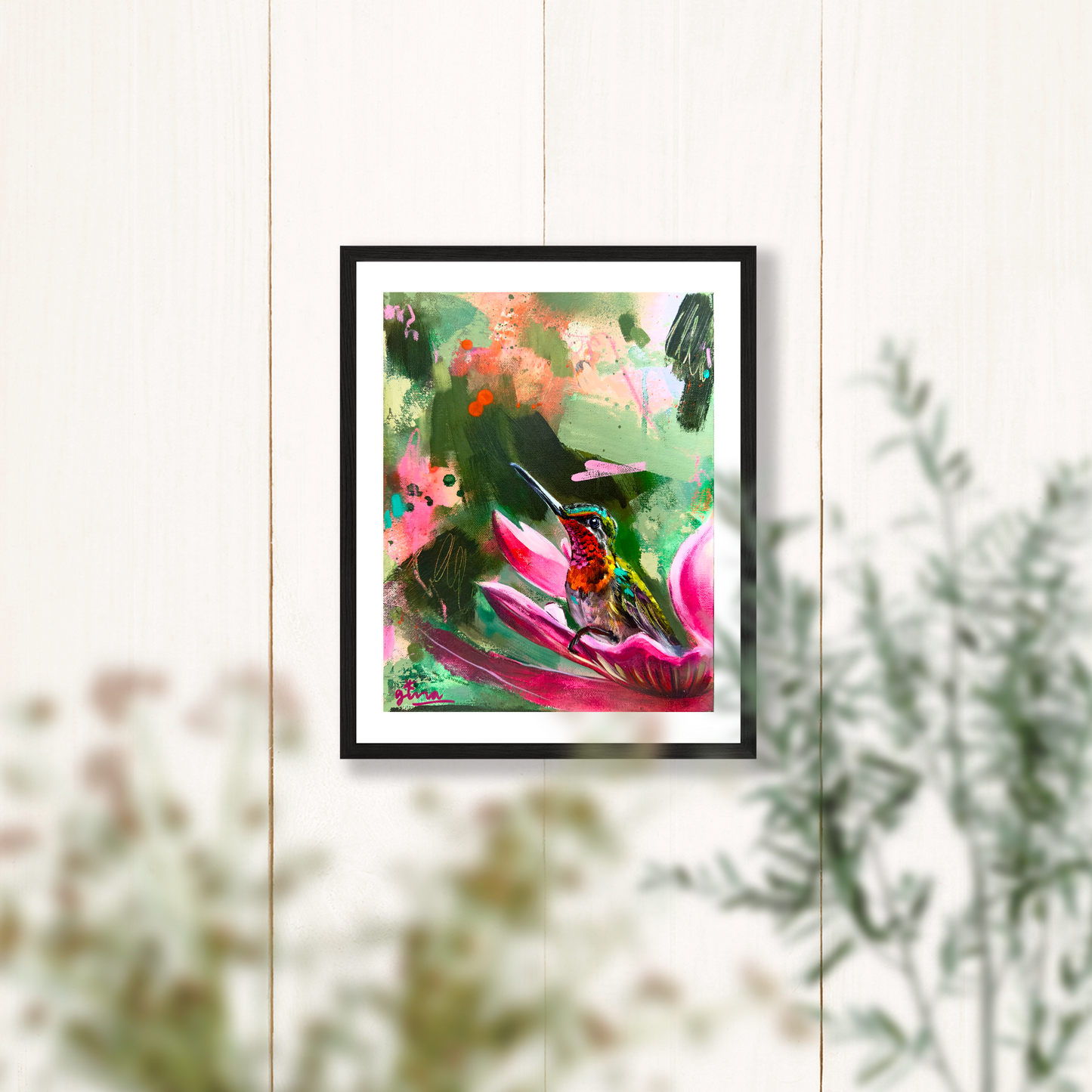 Hummingbird Art Print - 8x10 Inches