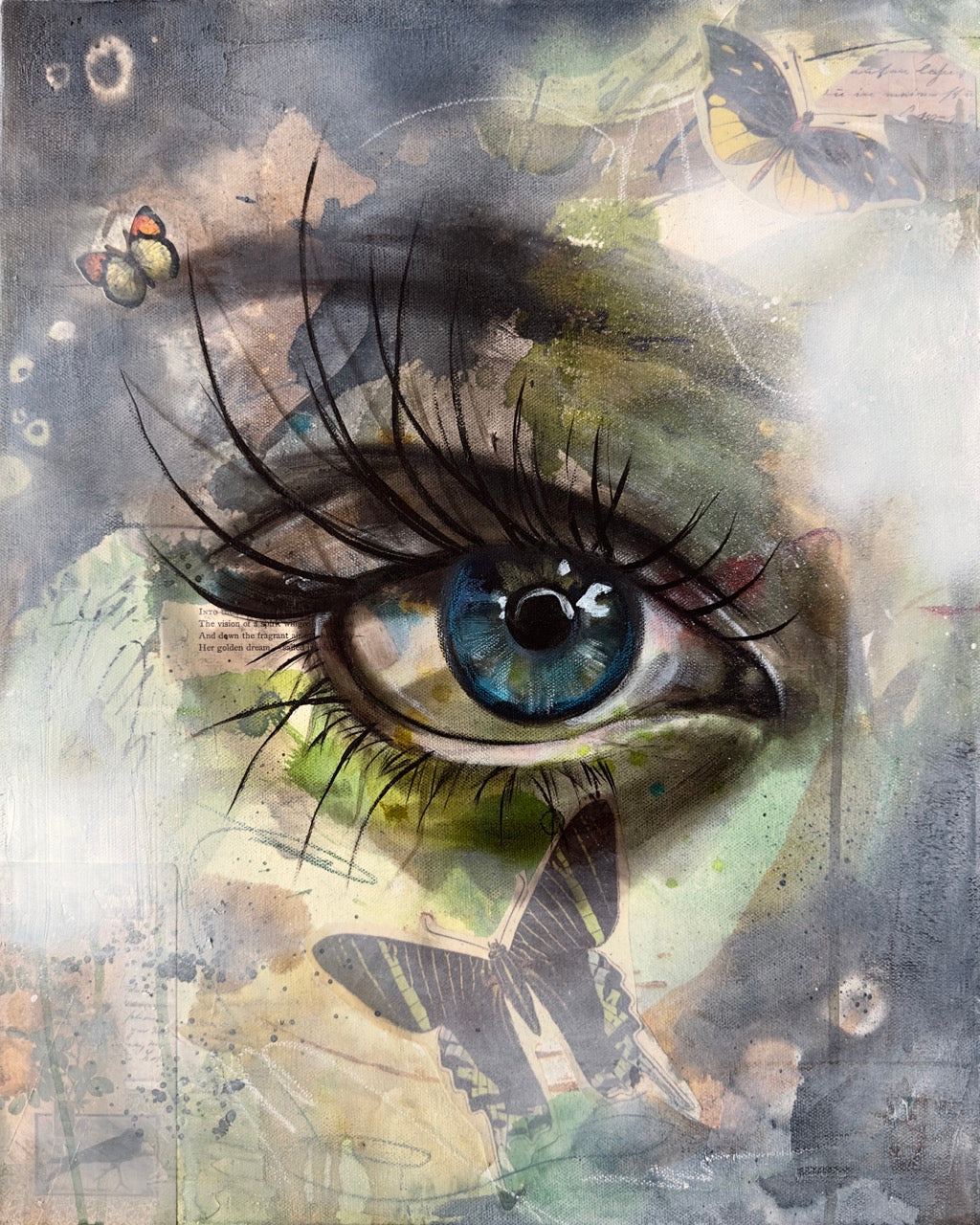 "Oasis" - Woman and Butterflies Original Artwork