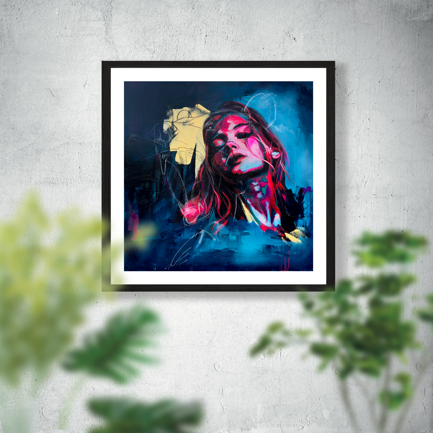 "Grace in Motion"- Portrait with Bear Art Print - 12x12 Inches