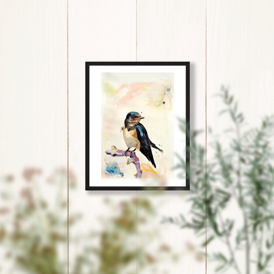 Watercolor Swallow Bird Art Print - 8x10 Inches