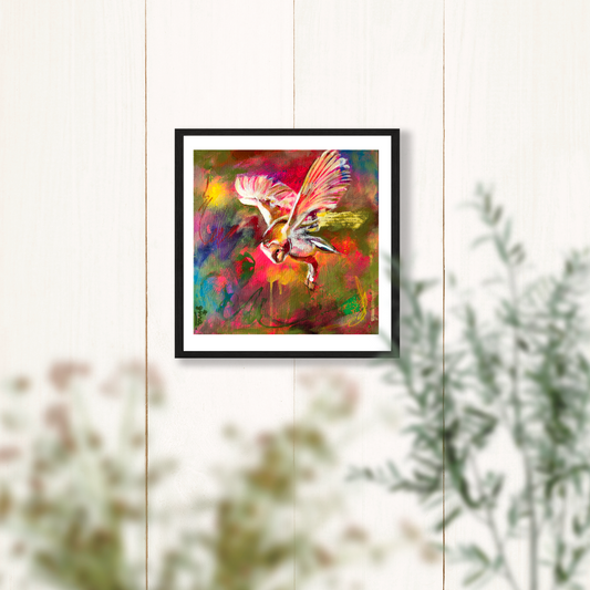 Pink Owl Art Print - 8x8 Inches