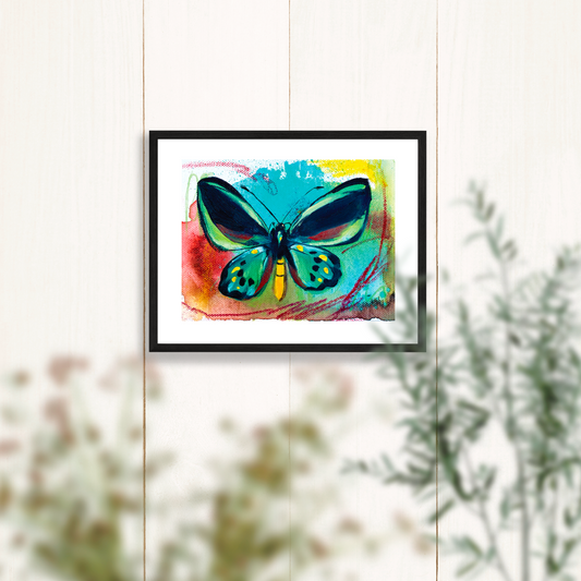 Green Buttlerfly Fine Art Print - 8x10 Inches