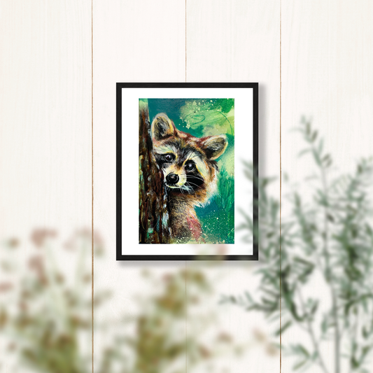 Raccoon Fine Art Print - 8x10 Inches